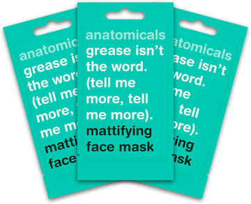 Anatomicals Mattifying Beauty Face Mask 15Ml - Grease Isn'T The Word Tell Me More, Face Masks Skincare Bundle, 3 Pack