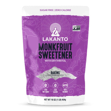 Lakanto Baking Monk Fruit Sweetener With Erythritol - Baking Sugar Substitute, Zero Calorie, Keto Diet Friendly, Zero Net Carbs, Extract, Sugar Replacement (1 Lb)