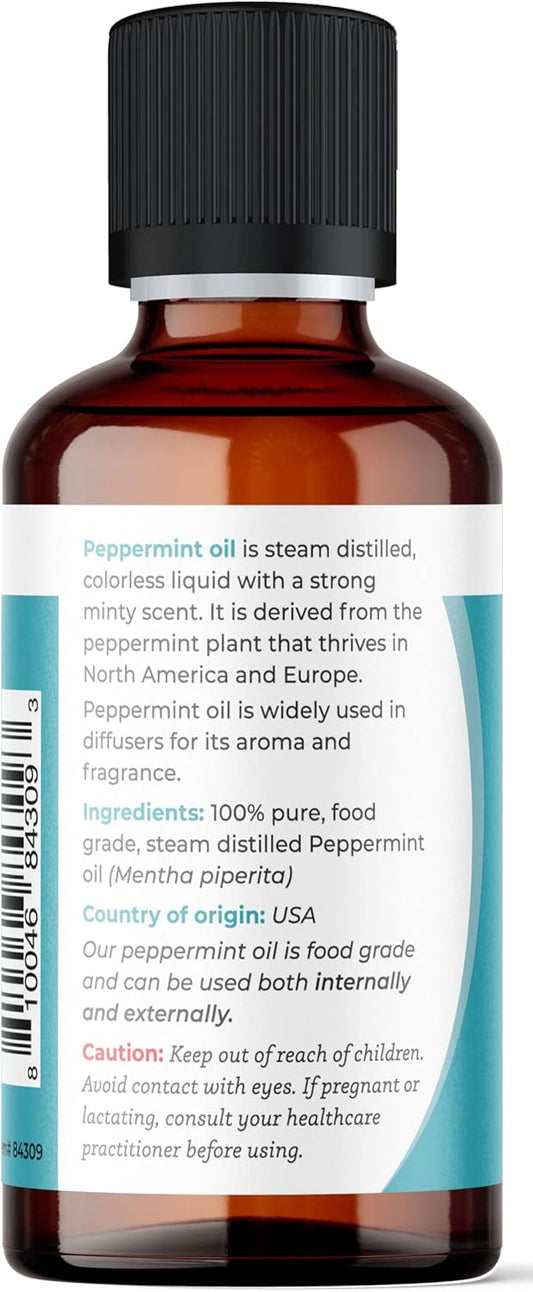 Viva Doria 100% Pure Northwest Peppermint Essential Oil, Undiluted, Food Grade, Steam Distilled, Made In Usa, 118 Ml (4 Fluid Ounce)