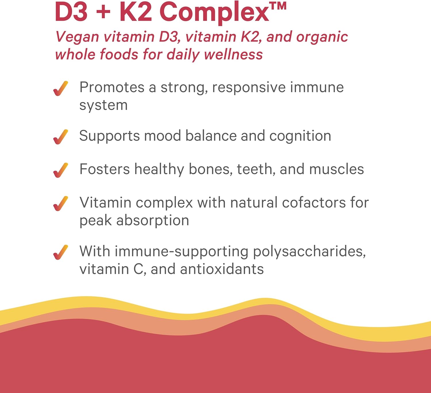 Pure Synergy D3 + K2 Complex | Vegan Vitamin D3 K2 Complex | Organic Vitamin D3 Supplement With Vitamin K2 And K1 Plus Organic Whole Foods | Supports Bone, Brain, And Immune Health (60 Capsules)
