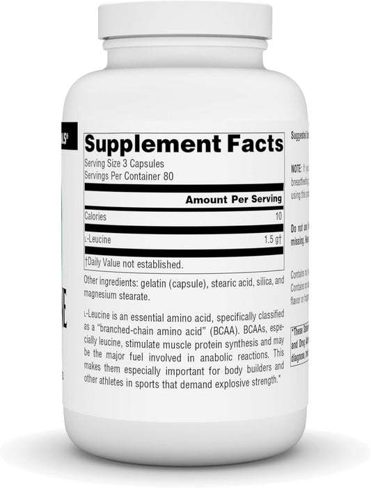 Source Naturals L-Leucine, Energy Support*, A Free Form Essential Amino Acid Supplement For Energy Support - 240 Capsules