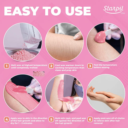 Starpil Pink Hard Wax Beads 600G / 1.3 Lb, Low Temperature, Stripless, Polymer Blend For Painless Hair Removal, Face, Bikini, Brazilian, Legs, Underarm, Back And Chest, Unisex