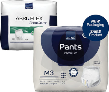 Abena Pants Premium Pull-Up Incontinence Pants, Eco-Labelled Incontinence Pants for Men & Women, Discreet, Protective, Breathable, Comfortable, Medium 3, 80-110cm Waist, 2400ml Absorbency, 15PK