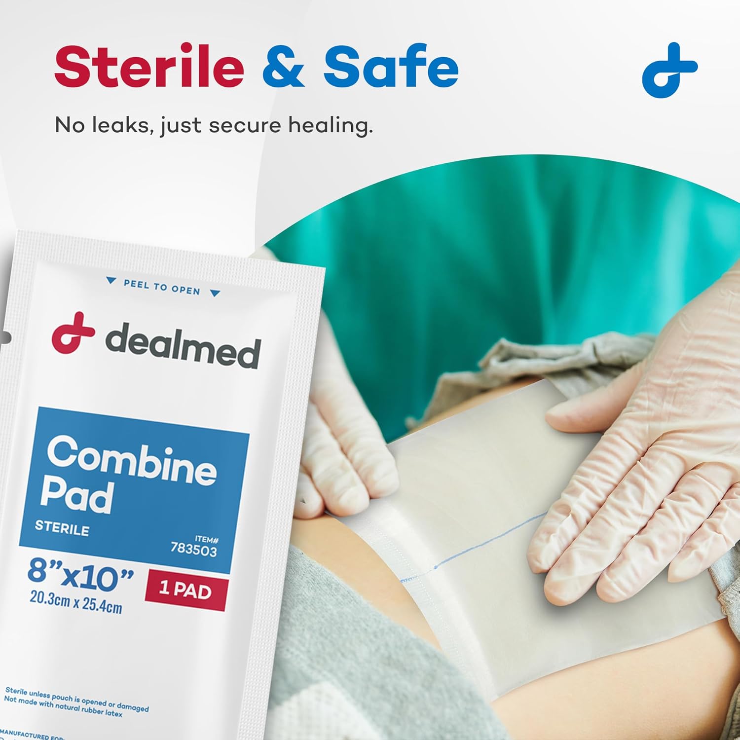 Dealmed Abdominal Combine Pads | Individually Wrapped, Absorbent, Latex-Free, Non Adherent | Abdominal Pads for Wound Care, Drainage, First Aid Kit | Sterile ABD Pads 8x10 in | 24/Box (Case of 15) : Health & Household