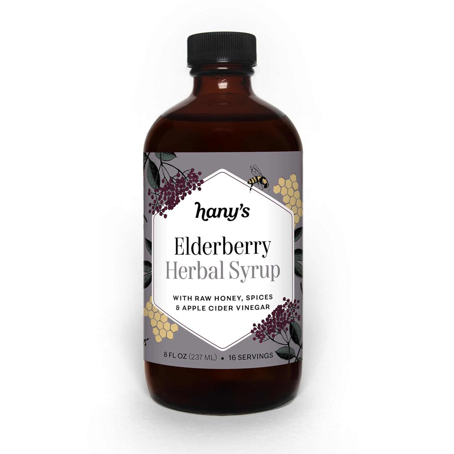 Hany'S Harvest Hibiscus Ginger Herbal Syrup – 8 Fl Oz | All-Natural Wellness Tonic, Apple Cider Vinegar, Ginger, Hibiscus & Lemon | Non-Gmo, Gluten-Free, Handcrafted