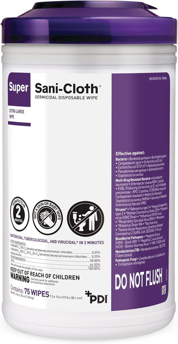 Super Sani-Cloth Surface Disinfectant Cleaner Wipe Canister Alcohol Scent 450 Ct P86984
