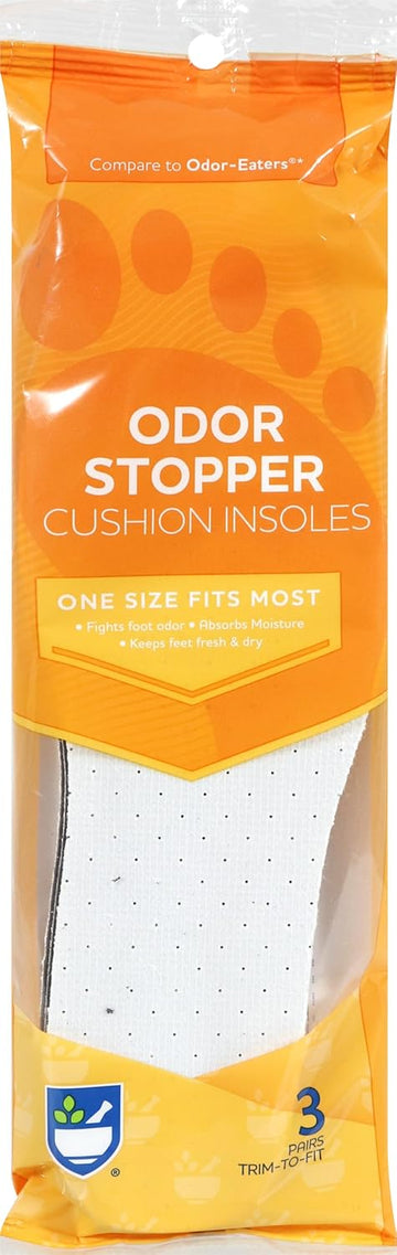 Rite Aid Foot Care Odor Stopper Insoles - 3 Pairs, White, Unisex, Shoe Insert