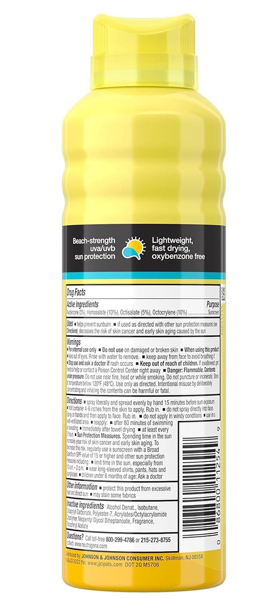 Neutrogena Beach Defense Body Spray Sunscreen With Broad Spectrum Spf 50, Shields Against Uva And Uvb Rays, Water Resistant And Oil Free Sun Protection, Oxybenzone Free And Fast Drying, 6.5 Oz