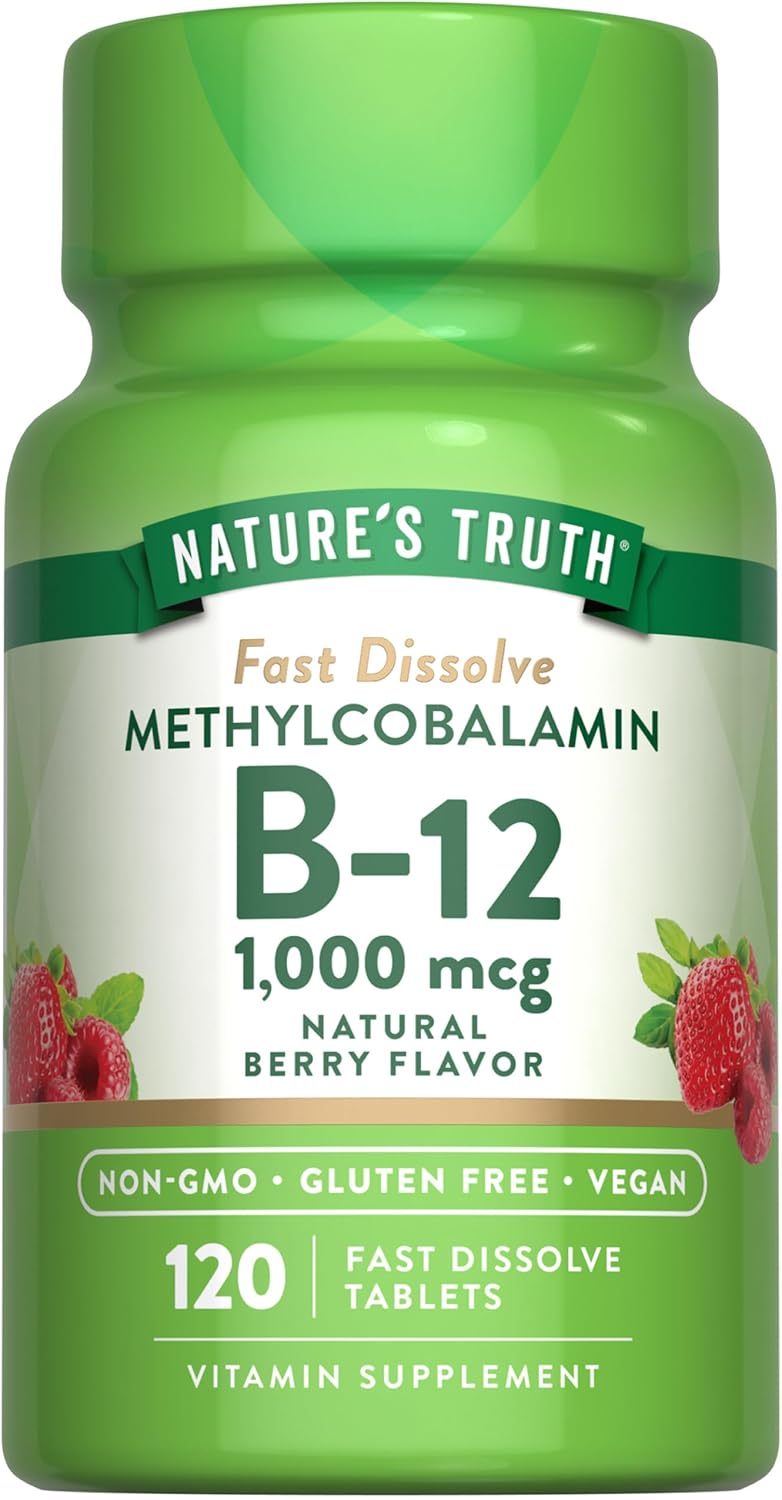 B12 Vitamin Sublingual Tablets | 1000 Mcg | 120 Count | Vegetarian, Non-Gmo & Gluten Free | Nature'S Truth