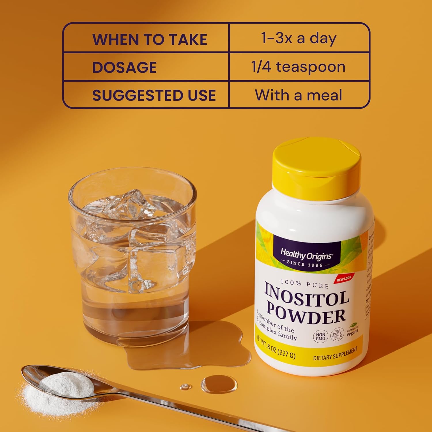 Healthy Origins Inositol Powder, 113 G - For Skin, Hair & Nail Health - Vitamin B8 Powder Supplement - Part Of The B Complex Family - Vegan, Non-Gmo & Gluten-Free Supplement - 4 Oz : Health & Household