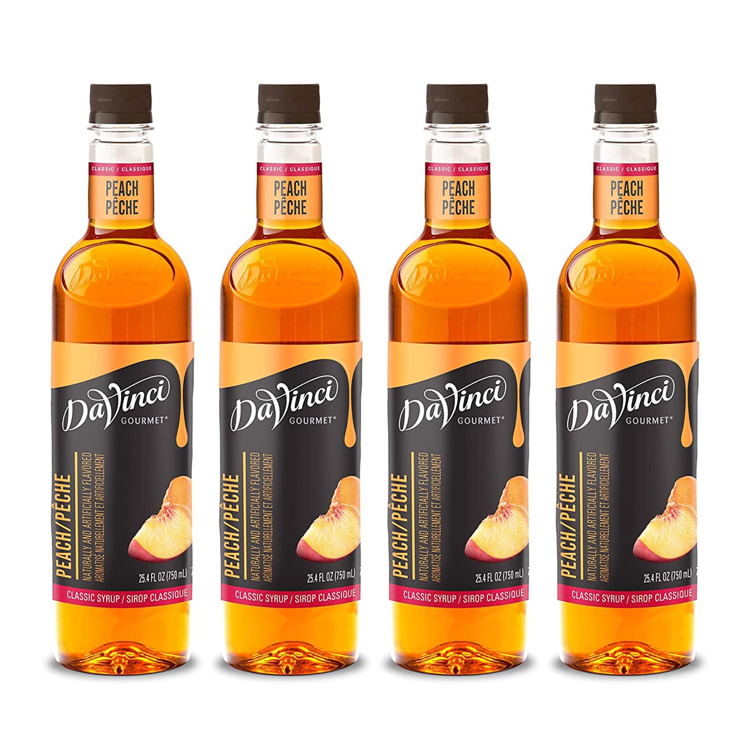 Davinci Gourmet Classic Peach Syrup, 25.4 Fluid Ounce (Pack Of 4)