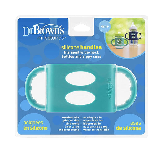 Dr. Brown'S Milestones 100% Silicone Baby Bottle Handles, Wide-Neck, Removable Easy-Grip Transitional Sippy Cup Handles, Gray, 4M+, 1 Pack