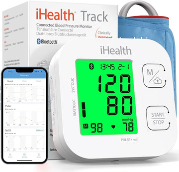 Ihealth Track Smart Upper Arm Blood Pressure Monitor With Wide Range Cuff That Fits Standard To Large Adult Arms, Bluetooth Compatible For Ios & Android Devices