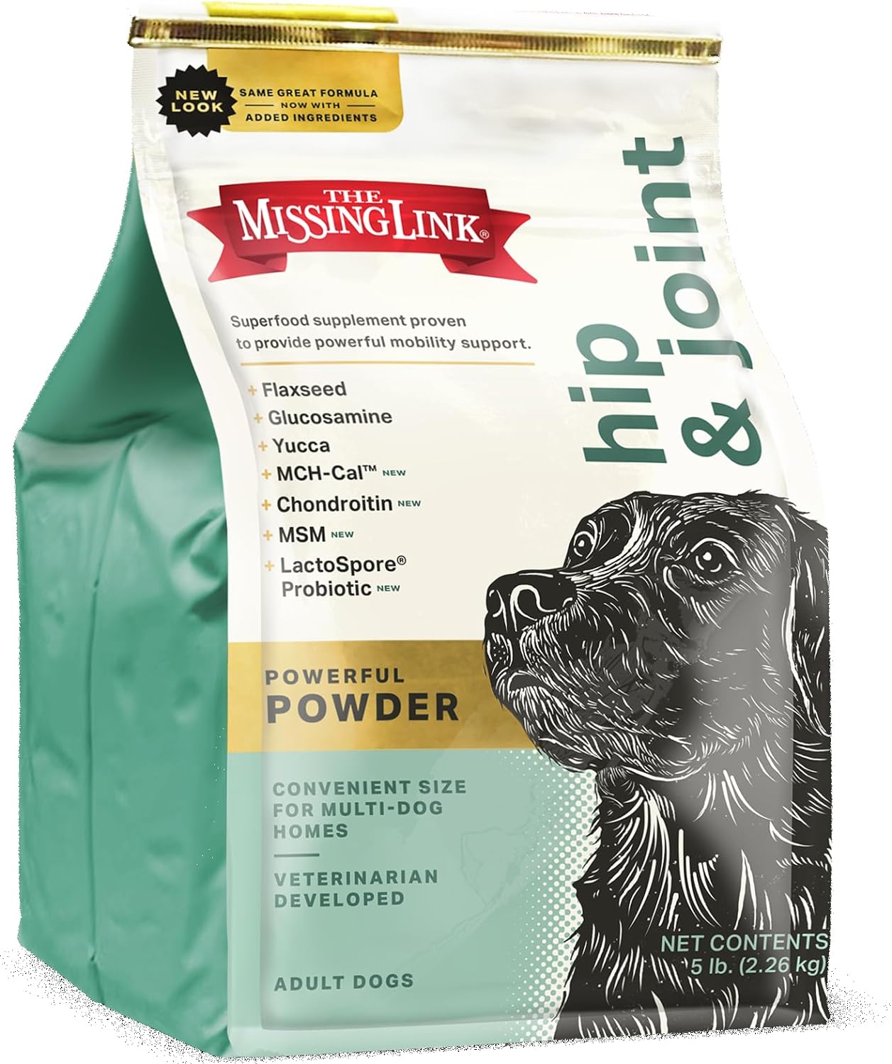 The Missing Link Hip & Joint + Probiotics Supplement 5lb Bag - Superfood Powder for Dog Cartilage & Bone Health, Joint Mobility & Flexibility