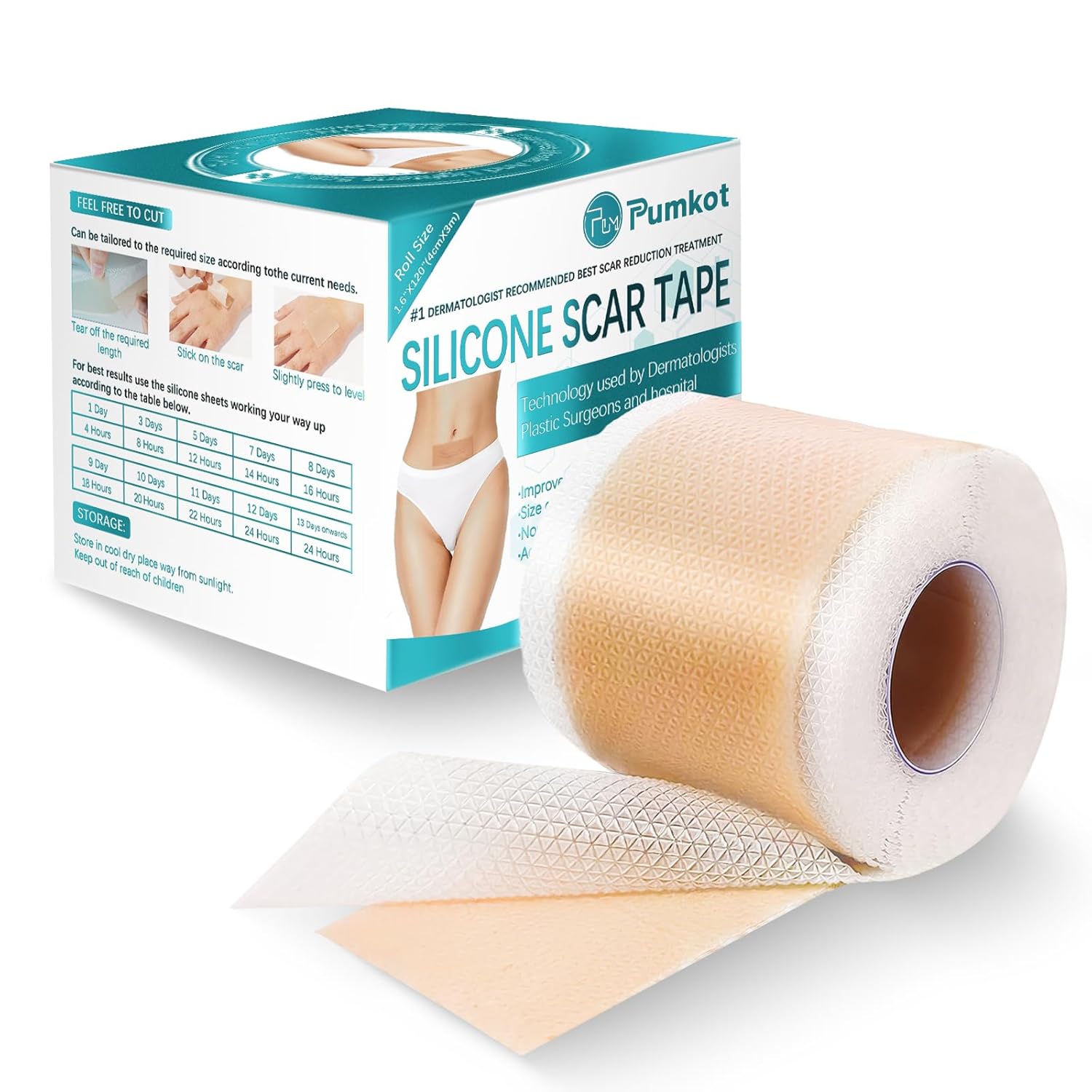 Silicone Scar Sheets, Silicone Scar Tape(1.6” X 120” Roll-3M), Scar Removal Away Patches For Surgical Scars, Keloid Bump, C-Section, Burn Et