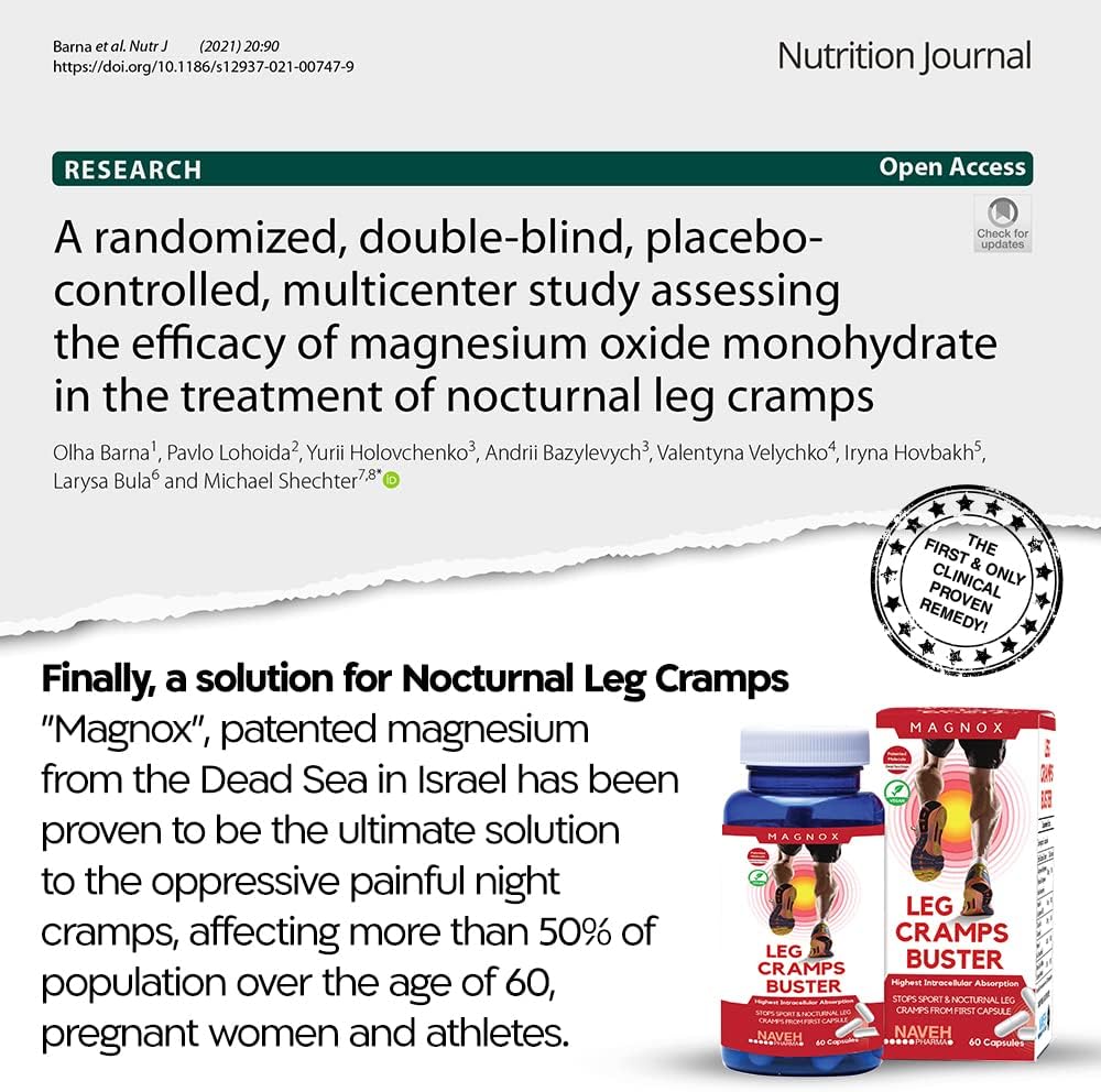 MAGNOX® Leg Cramps Buster | Magnesium Supplement for Muscle Cramps & Spasms | 380mg Magnesium for Leg Cramps at Night | 3X More Absorption | Dead Sea Minerals | Magnesium for Sleep&Muscle | 60 Caps : Health & Household