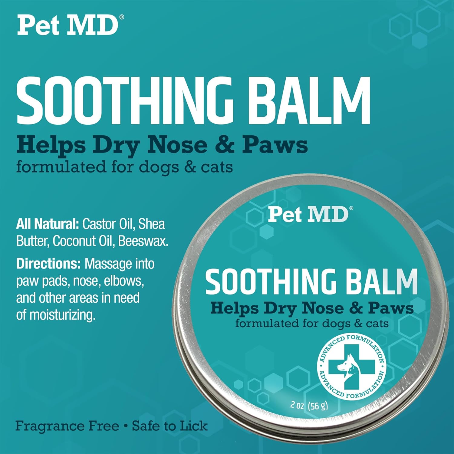 Pet MD Soothing Balm - Cat & Dog Paw Pad Balm - Elbow and Dog Nose Balm for Dry Nose - with Shea Butter, Beeswax, and Coconut Oil for Dogs - Fragrance Free and Safe to Lick - Made in USA : Pet Supplies