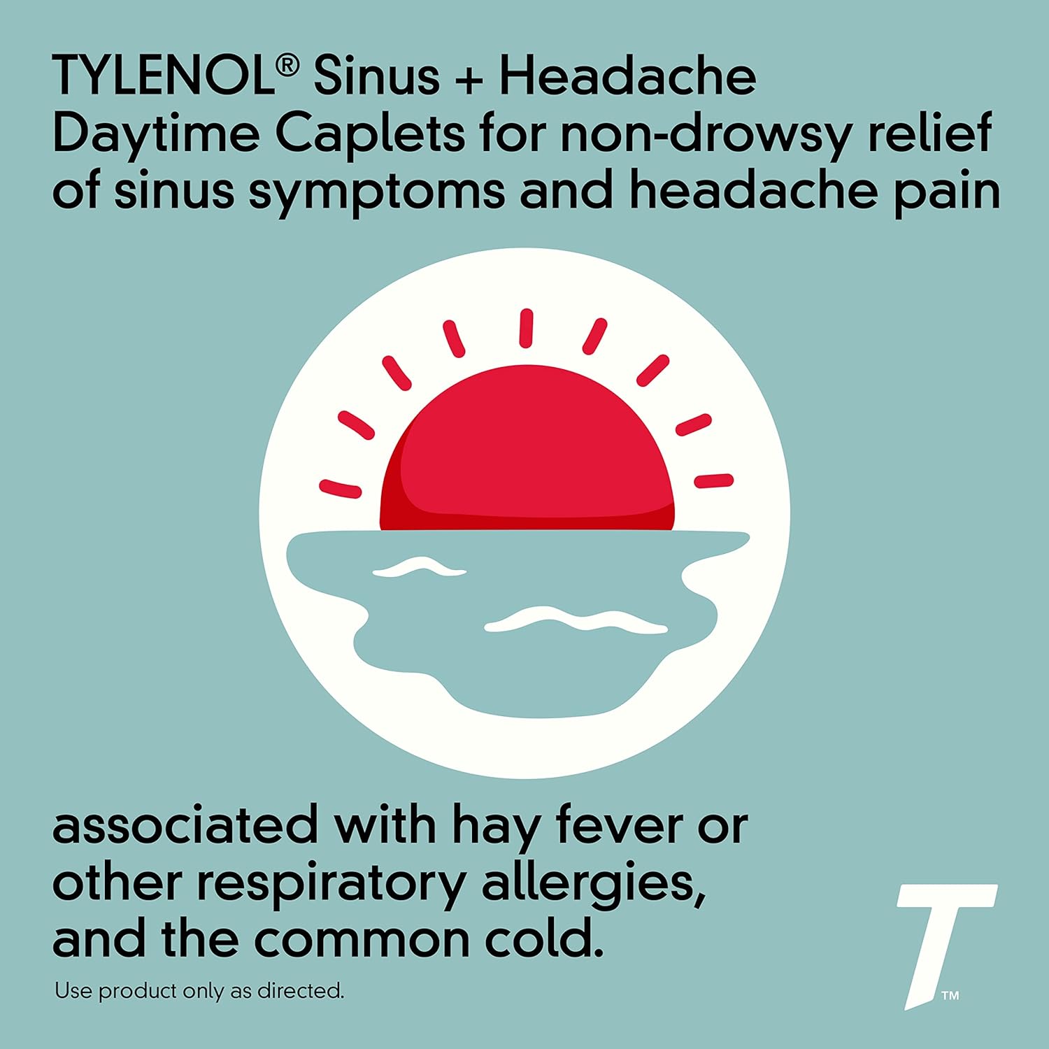 Tylenol Sinus + Headache Daytime Non-Drowsy Relief Caplets, Acetaminophen 325mg, Nasal Decongestant for Sinus Pressure, Headache & Nasal Congestion Relief, 24 ct : Health & Household