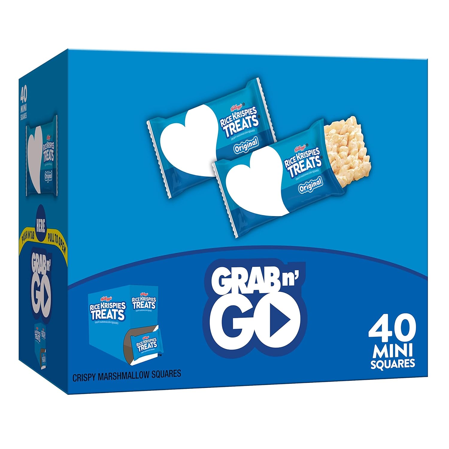 Rice Krispies Treats Mini Squares, Kids Snacks, Lunch Snacks, Grab N' Go, Original, 15.5Oz Box (40 Bars)