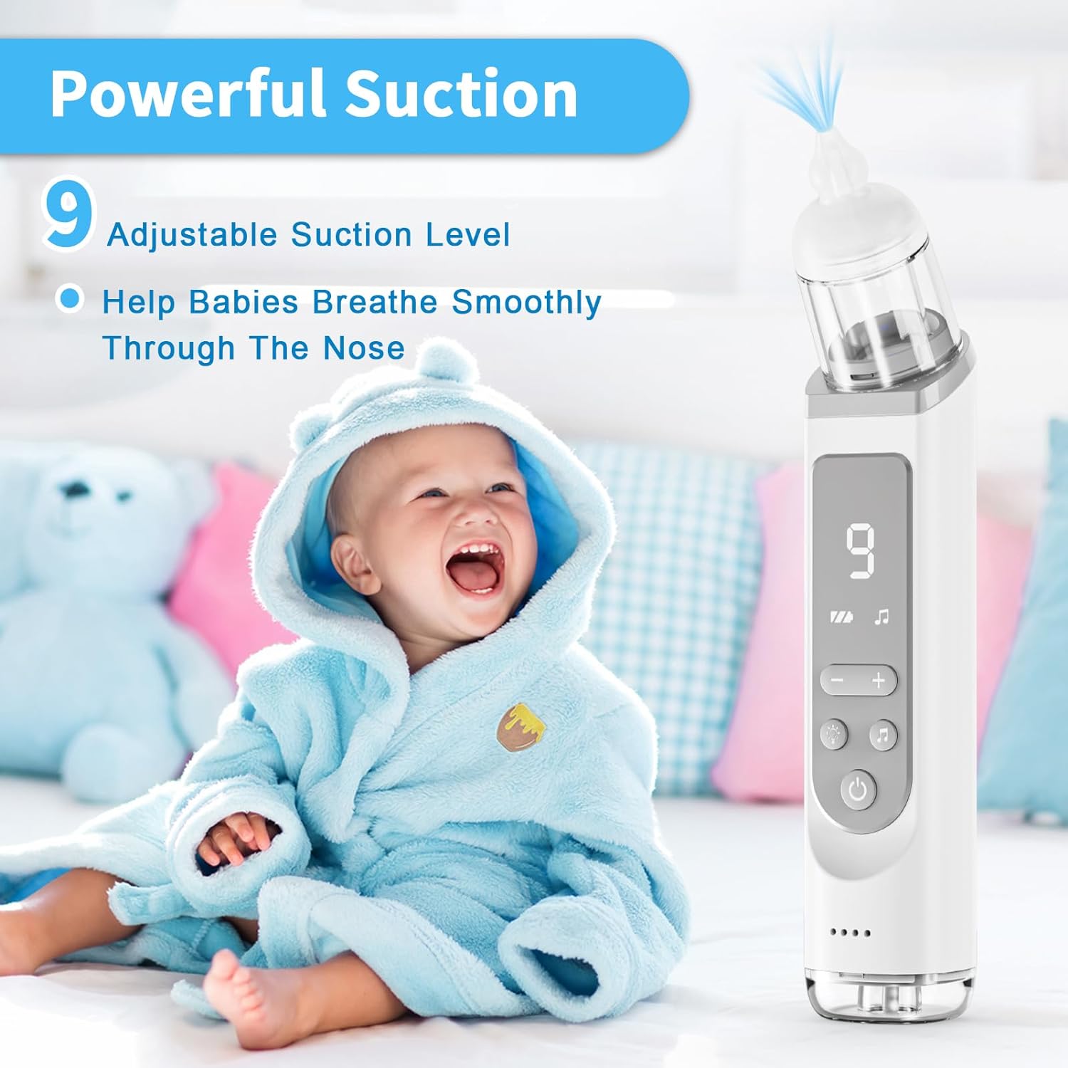 IMPME Nasal Aspirator for Baby, Baby Nose Sucker, Electric Nose Suction for Toddler with 3 Silicone Tips, 9 Adjustable Suction Levels, Light Soothing Function&Nursery Rhymes : Baby