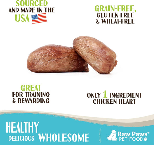 Raw Paws Freeze Dried Chicken Hearts For Dogs, 4-Oz, Whole - Made In Usa - Freeze Dried Hearts For Dogs - Single Ingredient Freeze Dried Chicken Dog Treats - Freeze Dried Chicken For Dogs