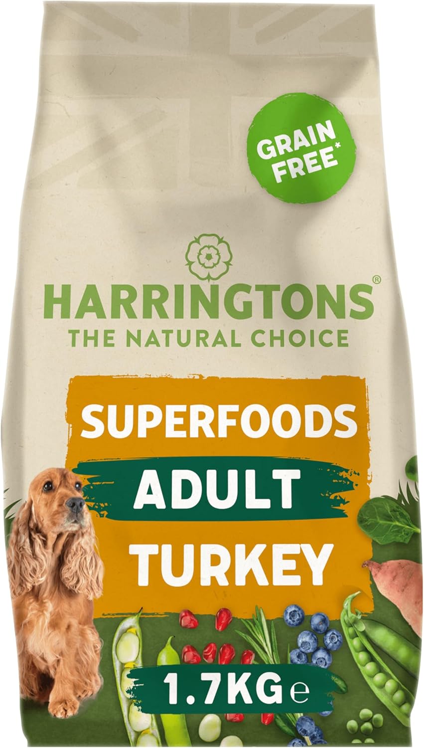 Harringtons Superfoods Complete Grain Free Hypoallergenic Turkey with Veg Dry Adult Dog Food 1.7kg (Pack of 4) - Made with All Natural Ingredients?HARRGFST-C1.7