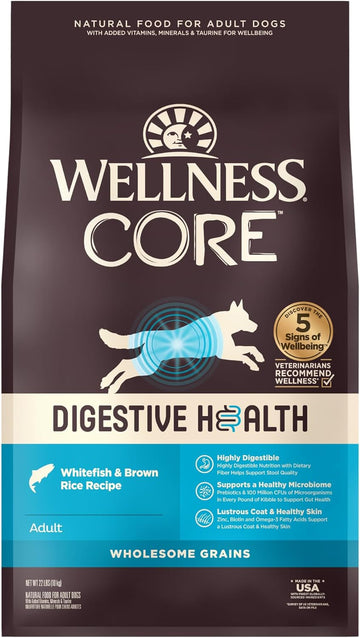 Wellness CORE Digestive Health Whitefish & Brown Rice Dry Dog Food, 22 Pound Bag