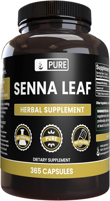 Pure Original Ingredients Senna Leaf (365 Capsules) No Magnesium Or Rice Fillers, Always Pure, Lab Verified