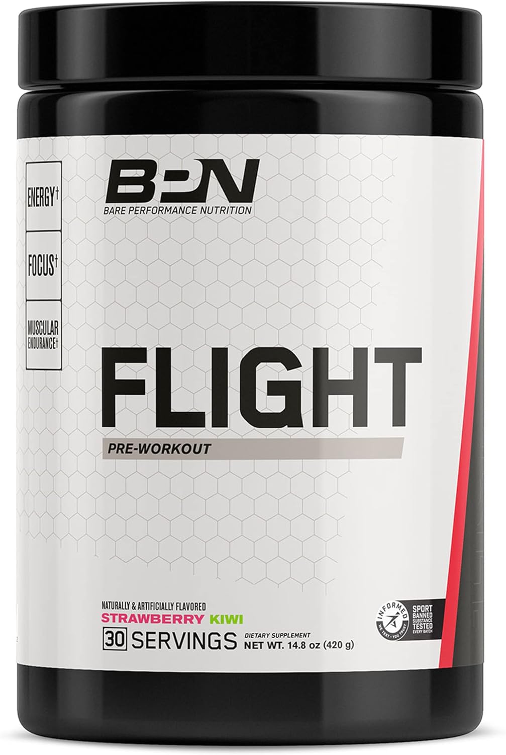 BARE PERFORMANCE NUTRITION, BPN Flight Pre Workout, Strong Increased Energy/Focus, Improved Endurance/Muscle Pumps, Strawberry Kiwi