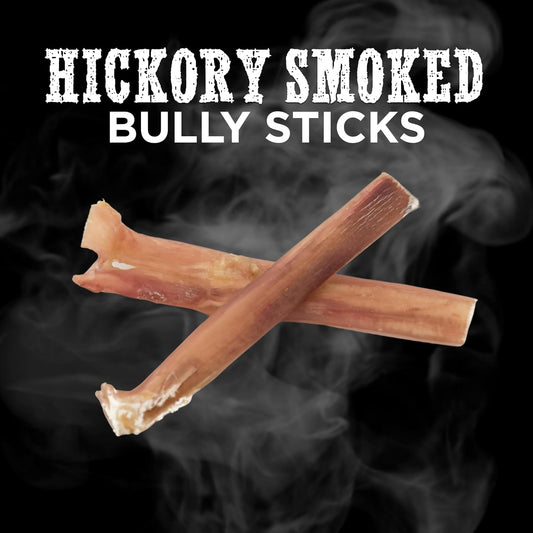 Best Bully Sticks Hickory Smoked 100% Natural 4 Inch Bully Sticks For Dogs, 8 Oz - Smoky, Odor-Free, No Additives, Grain-Free Beef Dog Chews