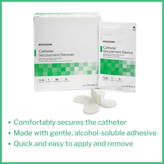 McKesson Catheter Securement Device, Single Tab, Butterfly Base, Multi-Purpose Tube Holder, 400 Count