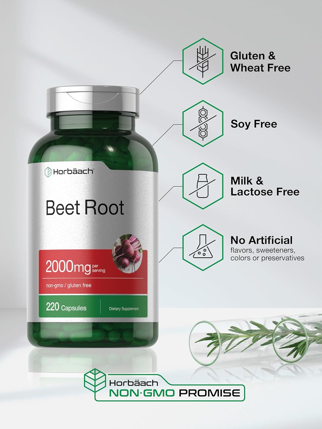 Horbäach Beet Root Powder Capsules | 220 Pills | Herbal Extract | Non-GMO, Gluten Free Supplement : Health & Household