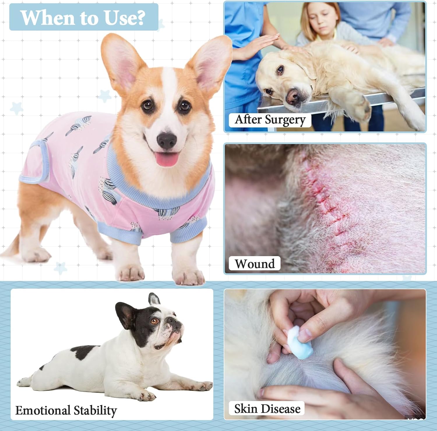 IDOMIK Dog Recovery Suit After Surgery,Breathable Dog Surgery Recovery Suit for Female Male Dogs Cats,Dog Surgical Onesie for Spay Neuter Surgery,E-Collar Cone Alternative Anti-Licking Abdominal Wound : Pet Supplies