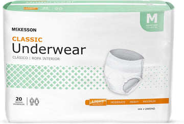 McKesson Classic Underwear, Incontinence, Light Absorbency, Medium, 20 Count