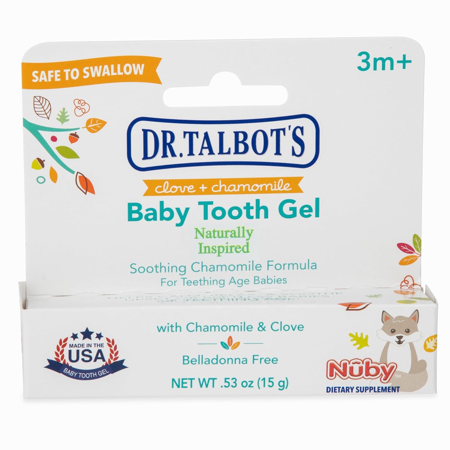 Dr. Talbot's Baby Tooth Gel for Sore Gums, Naturally Inspired, 2 Pack, 1.06 Oz, benzocaine Free, Belladonna Free : Baby