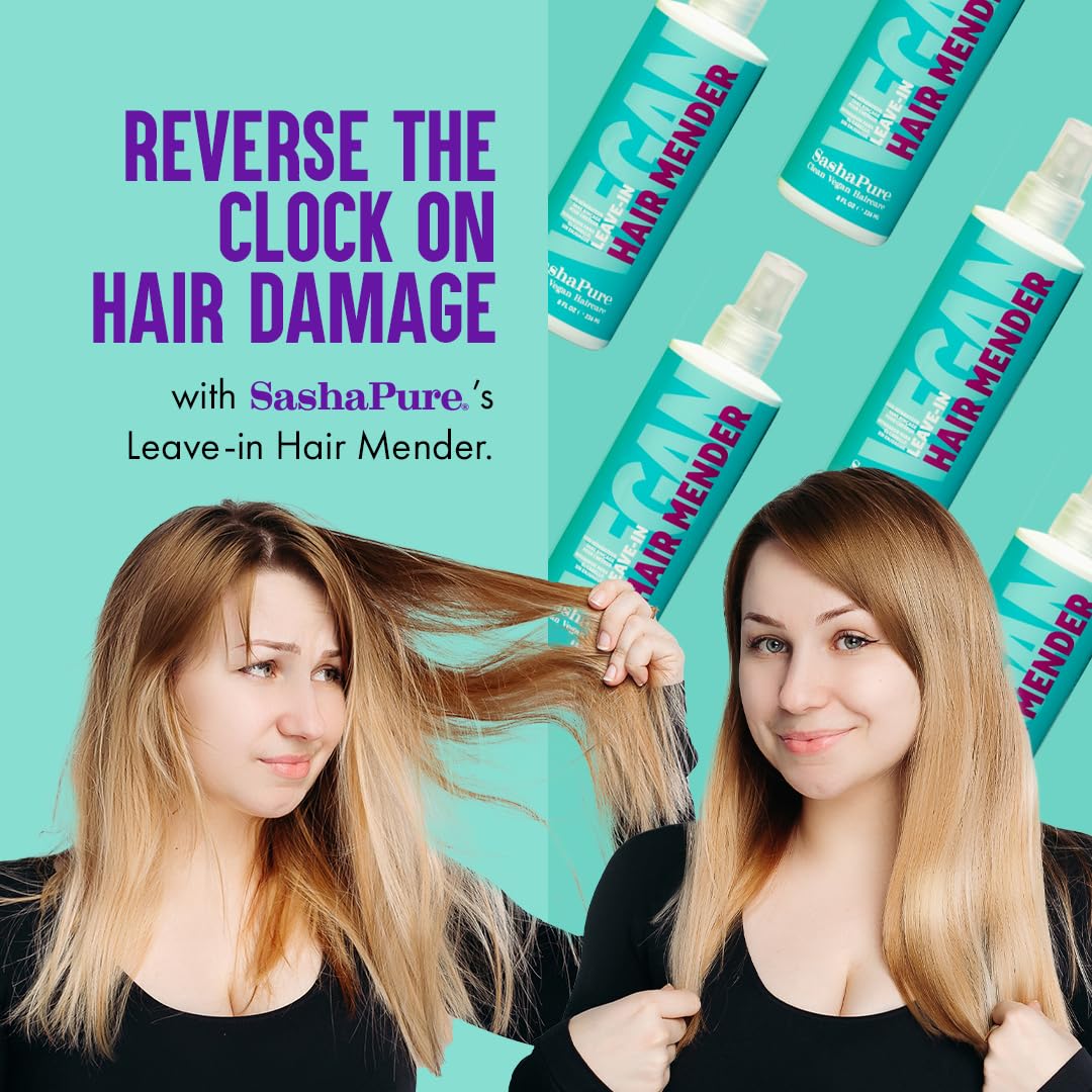Sashapure Leave-In Hair Mender Spray, Detangles & Adds Shine, Repairs Split Ends, Seals Hair Cuticle & Protects Hair Against Heat Damage, With Argan Oil – 8 Fl Oz : Beauty & Personal Care
