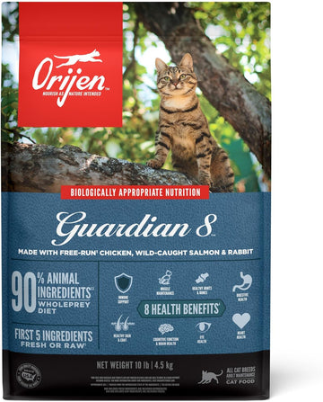 Orijen Guardian 8 Dry Cat Food, Grain Free Cat Food For Adult Cats, With Chicken, Salmon And Rabbit, 10Lb