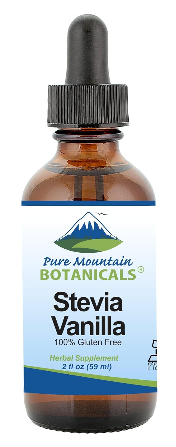 Vanilla Stevia Liquid Drops Flavored With Natural Sweet Vanilla - Alcohol Free & Kosher - 2Oz Glass Bottle