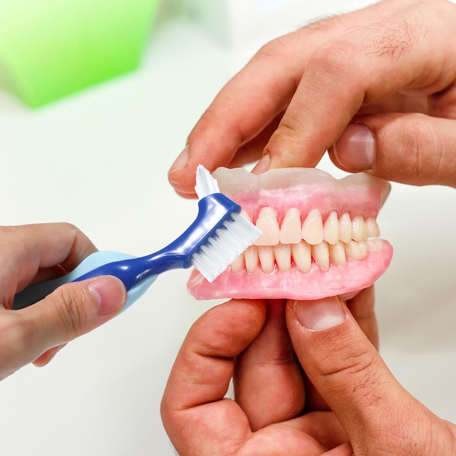 2 Pcs Denture Brush Multi-Layered Hard Bristles Toothbrush Portable Dental Cleaning Tools Double Sided Retainer Brushes With Case For Travel Camping Outdoor Gym Dental Care