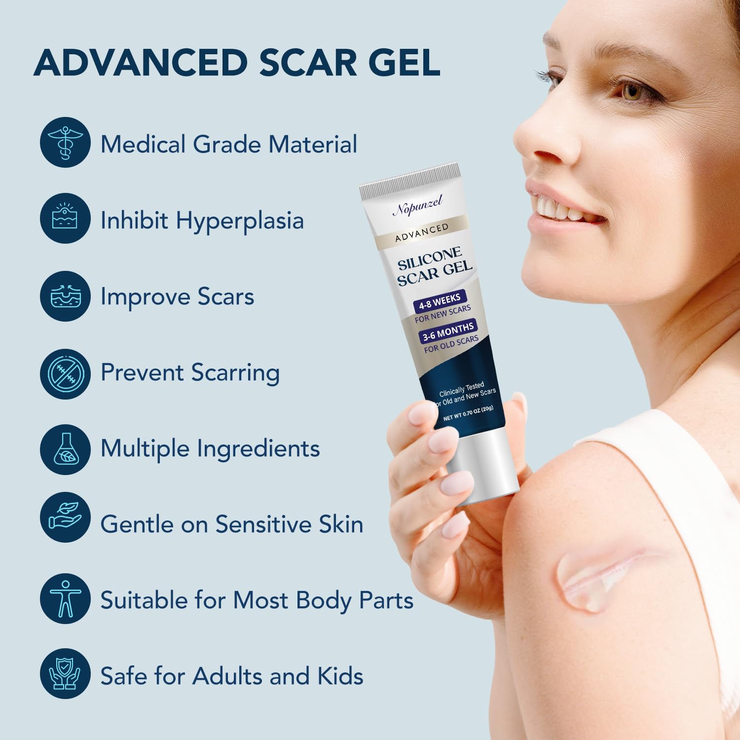 Silicone Scar Gel: Silicone Gel for Scars - Improve Scar Appearance for Old and New Scars - Medical Grade Silicone - Advanced Scar Gel - Scalds - Surgery - Injury - C Section - Stitches - Burns - 20g : Health & Household