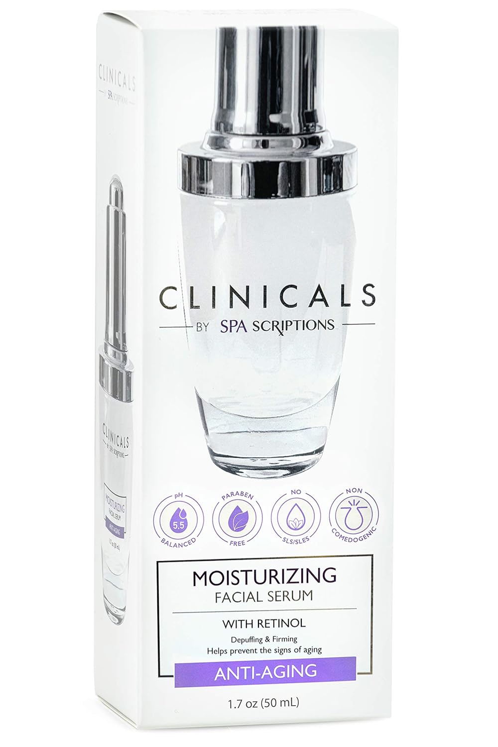 Spascriptions Transform Your Skin with Clinicals Moisturizing Face Serum - 1.7 . Infused with Retinol for Youthful, Hydrated Skin