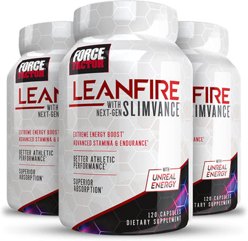 Force Factor Leanfire With Next-Gen Slimvance, 3-Pack, Advanced Energy Pills With B Vitamins And Caffeine To Boost Metabolism, Enhance Focus, And Improve Workout & Fitness Performance, 360 Capsules