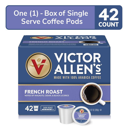 Victor Allen'S Coffee French Roast, Dark Roast, 42 Count, Single Serve Coffee Pods For Keurig K-Cup Brewers