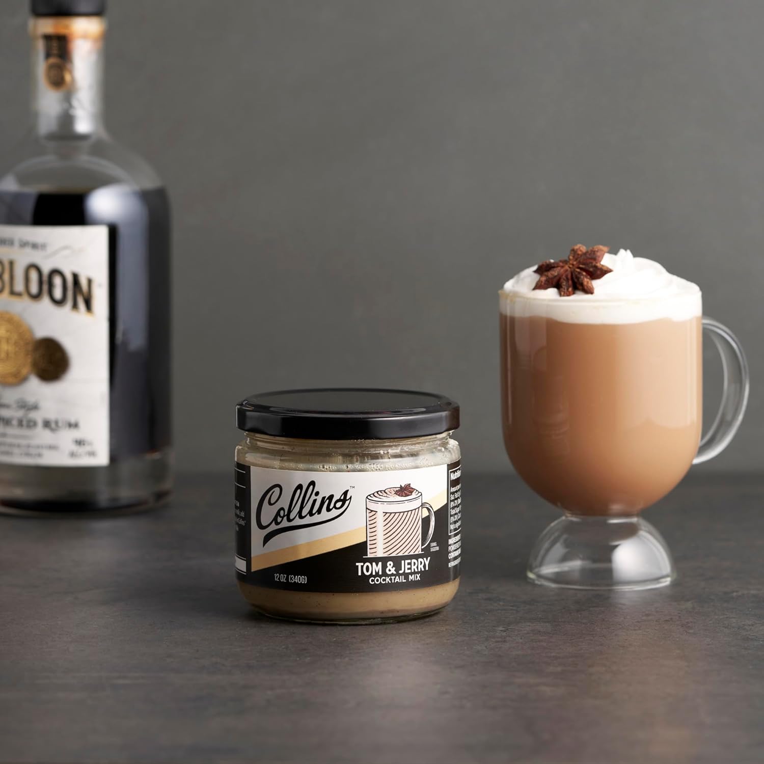 Collins Tom & Jerry Mix, Real Ingredients, Craft Cocktail Mixers, Hot Buttered Rum Style Drink, Bartender Mixer, Drinking Gifts, Home Cocktail bar, 12 oz : Everything Else