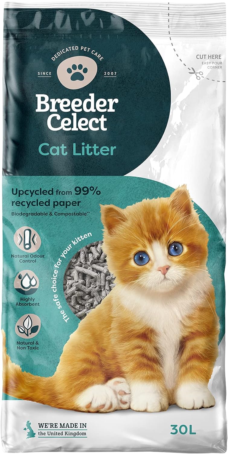 BreederCelect Recycled Paper Cat Litter, 30 L (Pack of 1)?09BRC30