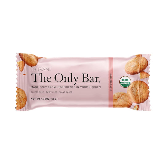 Truvani Plant Based Snack Bars | 5G Protein | 12 Pack Snickerdoodle | Organic | Vegan | The Only Bar | Dairy, Soy, And Gluten Free | Individually Wrapped