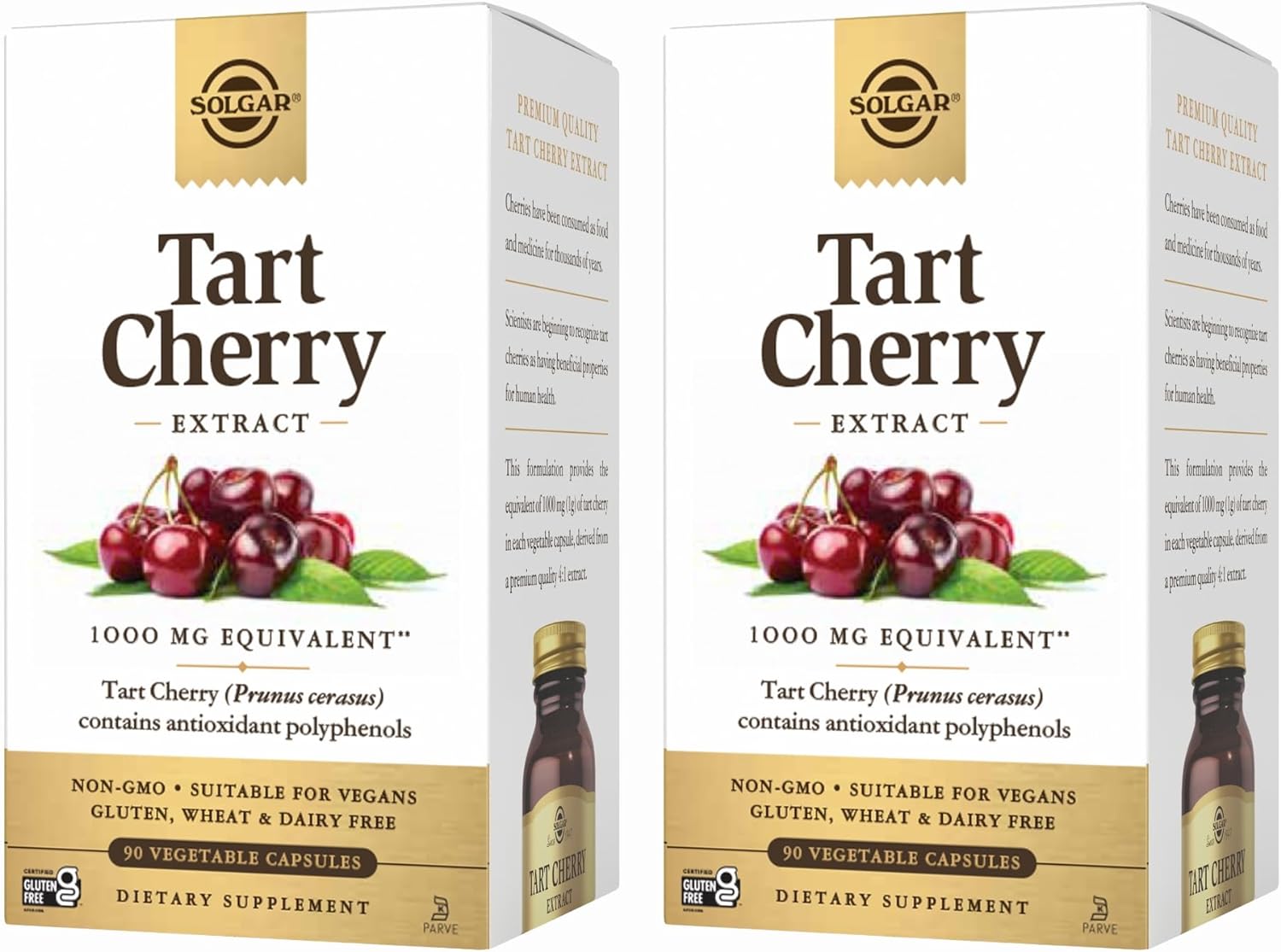 Solgar Tart Cherry - 90 Vegetable Capsules, Pack Of 2 - Non-Gmo, Vegan, Gluten Free, Dairy Free, Kosher - 180 Total Servings