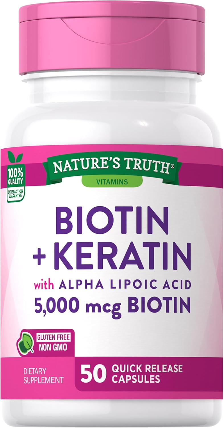 Biotin 5000 Mcg | 50 Capsules | With Keratin And Alpha Lipoic Acid | Non-Gmo & Gluten Free Supplement | By Nature'S Truth