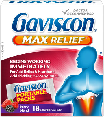 Gaviscon Max Berry- Long-Lasting Acid Reflux And Heartburn Relief, 18 Count