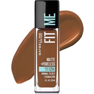 Maybelline Fit Me Matte + Poreless Liquid Oil-Free Foundation Makeup, Deep Bronze, 1 Count (Packaging May Vary)